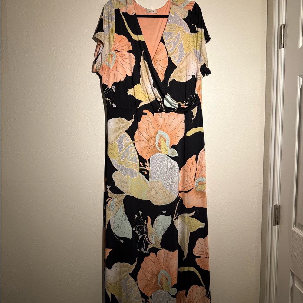Gilli Black and Orange Floral Maxi Dress